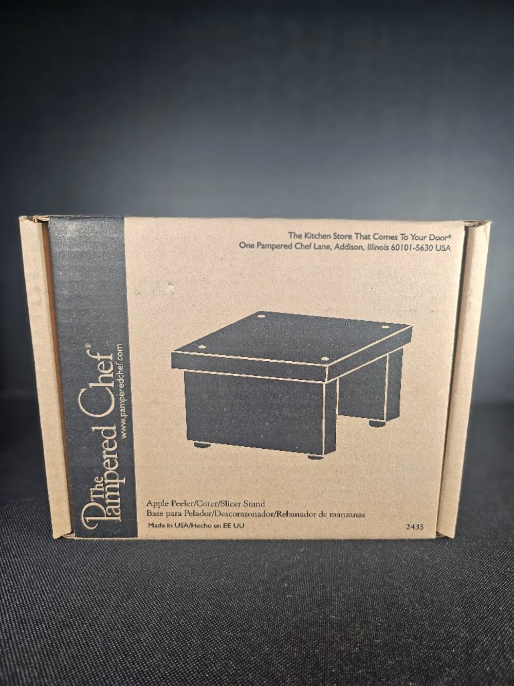 The Pampered Chef Apple Peeler Core Slicer Stand Base 2435 Wood NIB
